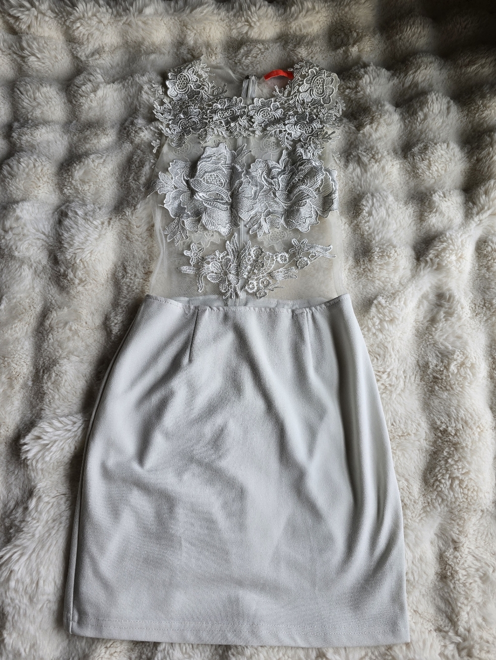 Mesh Top Floral White Mini Dress